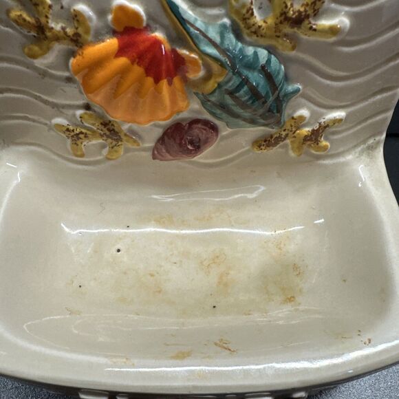 Vintage Ceramic Florida Seashell Soap Sponge Holder Trinket Dish Pottery - Picture 2 of 4